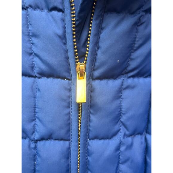J Crew down filled full zip jacket Womens size Small gold zippers Blue Quilted - Picture 5 of 7